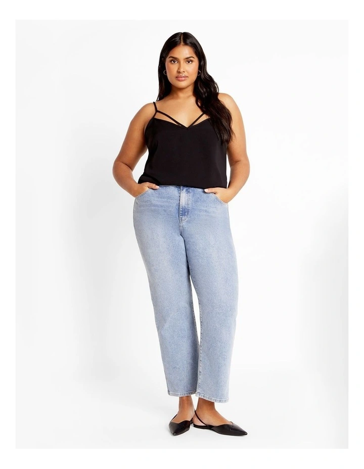 Strappy Woven Cami in Black image 1