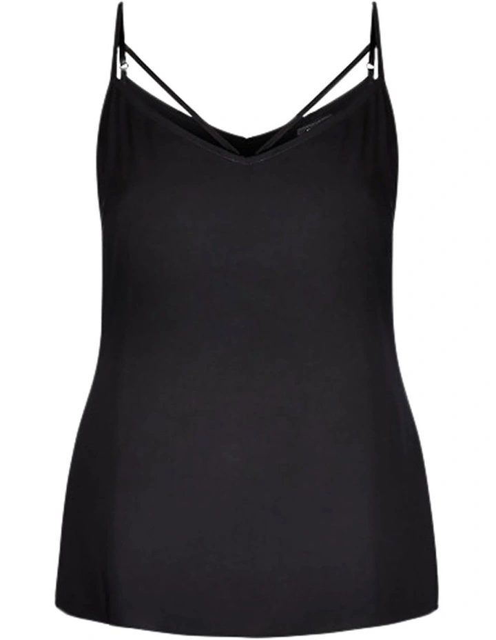Strappy Woven Cami in Black image 3