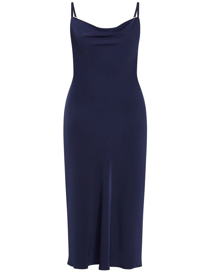 Sadie Cowl Neck Midi Dress in Navy image 3