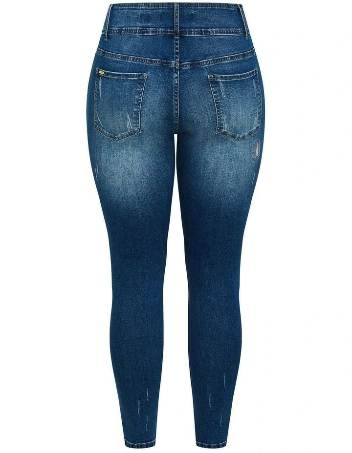 Asha Fit Patched Skinny Jean in Indigo image 4