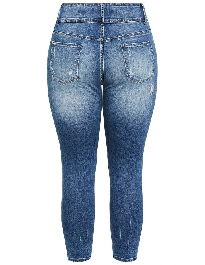 Asha Fit Patched Skinny Jean in Blue image 4