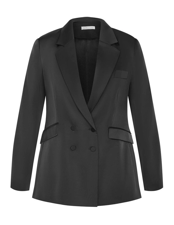 Rylie Satin Blazer in Black image 3