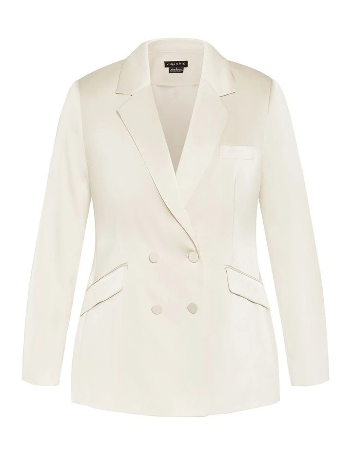 Rylie Satin Blazer in Oat image 3