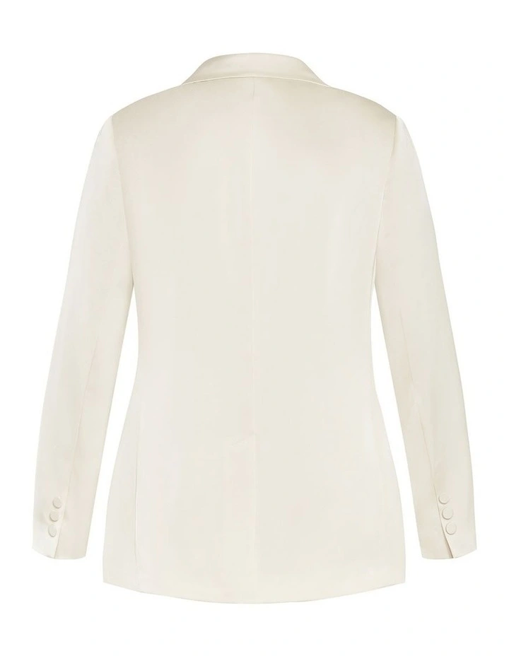 Rylie Satin Blazer in Oat image 4