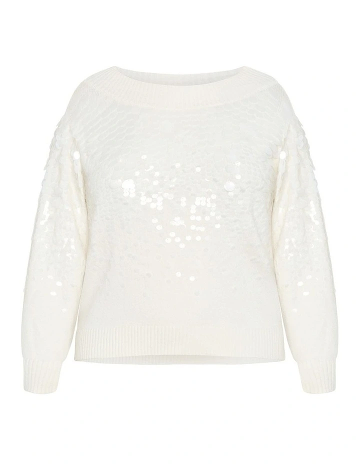 Braylin Sequin Jumper in Ivory image 3