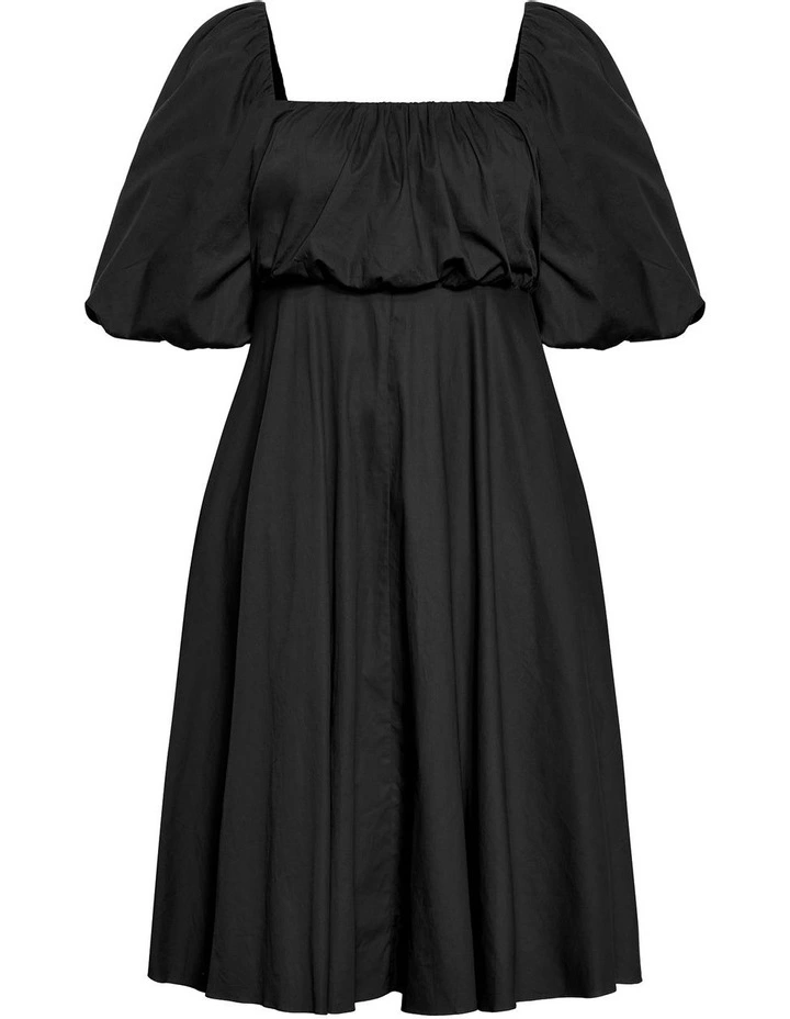 Rosabella Puff Sleeve Midi Dress in Black image 3