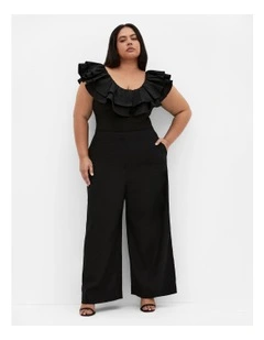 Frill Shoulder Bodysuit in Black