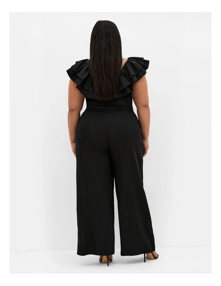 Frill Shoulder Bodysuit in Black image 2
