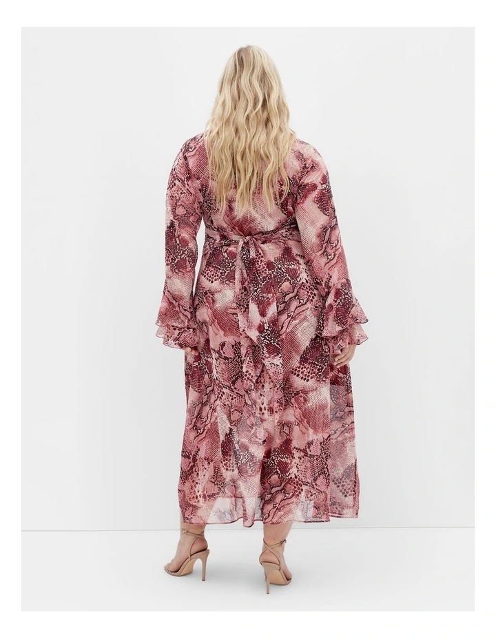 Plunge Frill Maxi Dress in Pink image 2