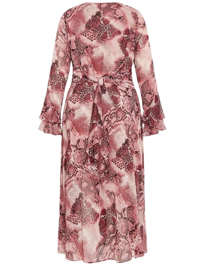 Plunge Frill Maxi Dress in Pink image 4