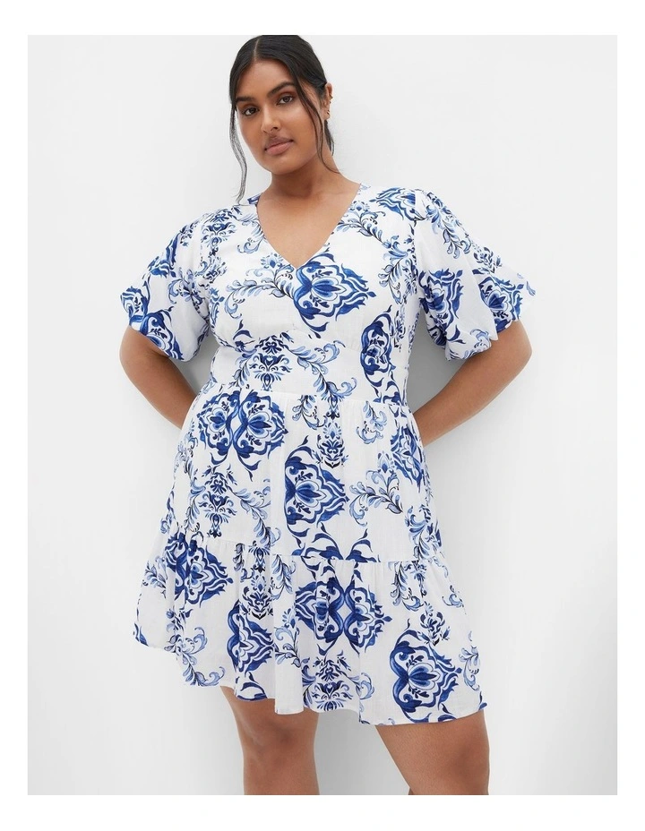 Winslow Elbow Sleeve Print Dress in Multi image 2