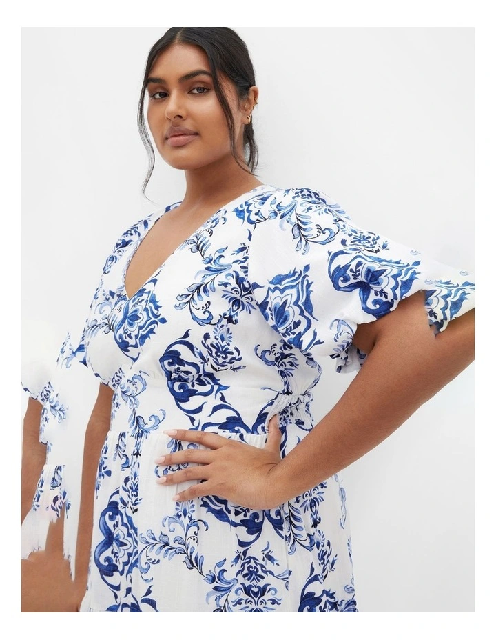 Winslow Elbow Sleeve Print Dress in Multi image 4