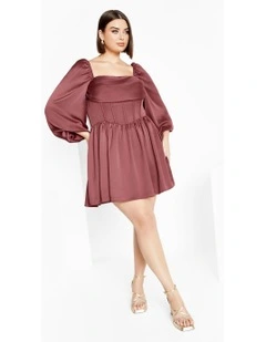 Flirty Corset Long Sleeve Mini Dress in Rose