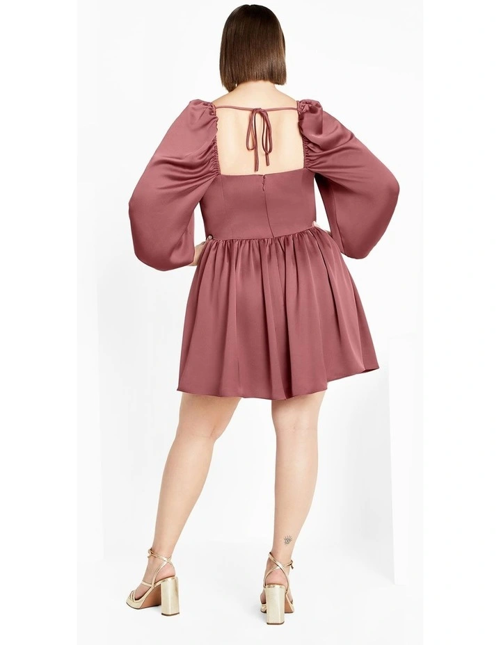 Flirty Corset Long Sleeve Mini Dress in Rose image 2