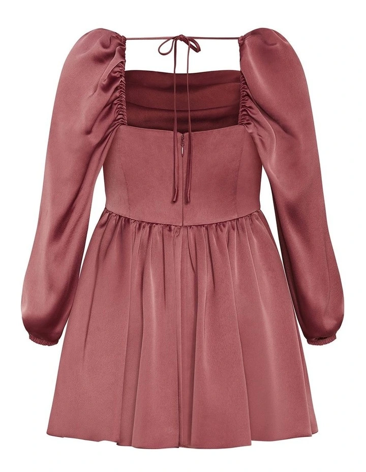 Flirty Corset Long Sleeve Mini Dress in Rose image 4