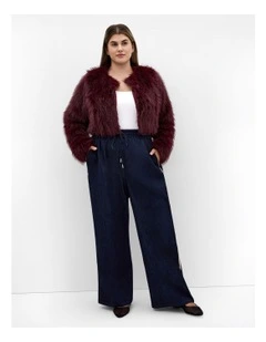 Angelica Faux Fur Crop Jacket in Purple