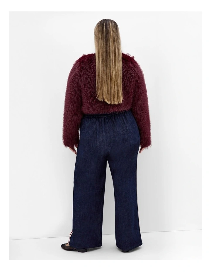 Angelica Faux Fur Crop Jacket in Purple image 2