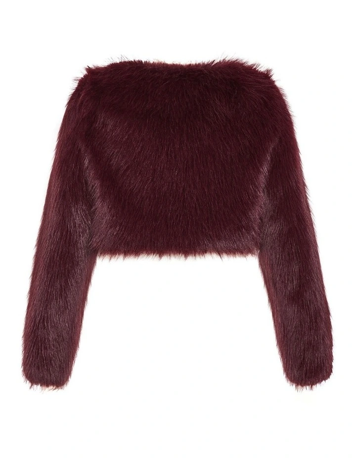 Angelica Faux Fur Crop Jacket in Purple image 4