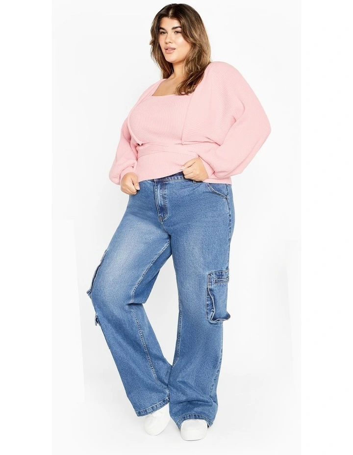Cassie 2 Piece Cardigan Jumper in baby pink image 1