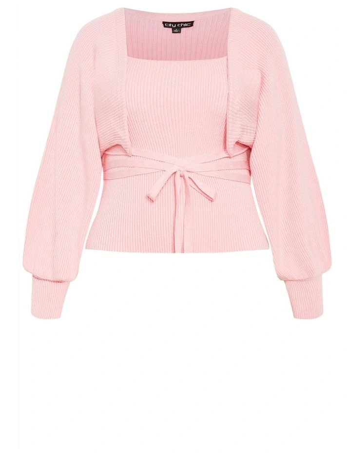 Cassie 2 Piece Cardigan Jumper in baby pink image 4