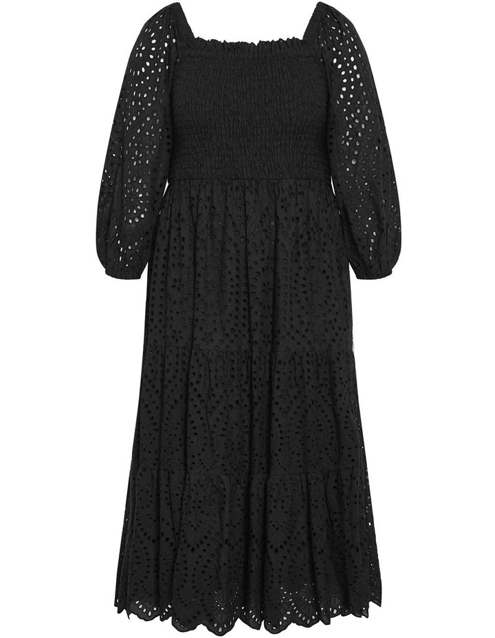 Brodie Embroidered Tier Maxi Dress in Black image 3