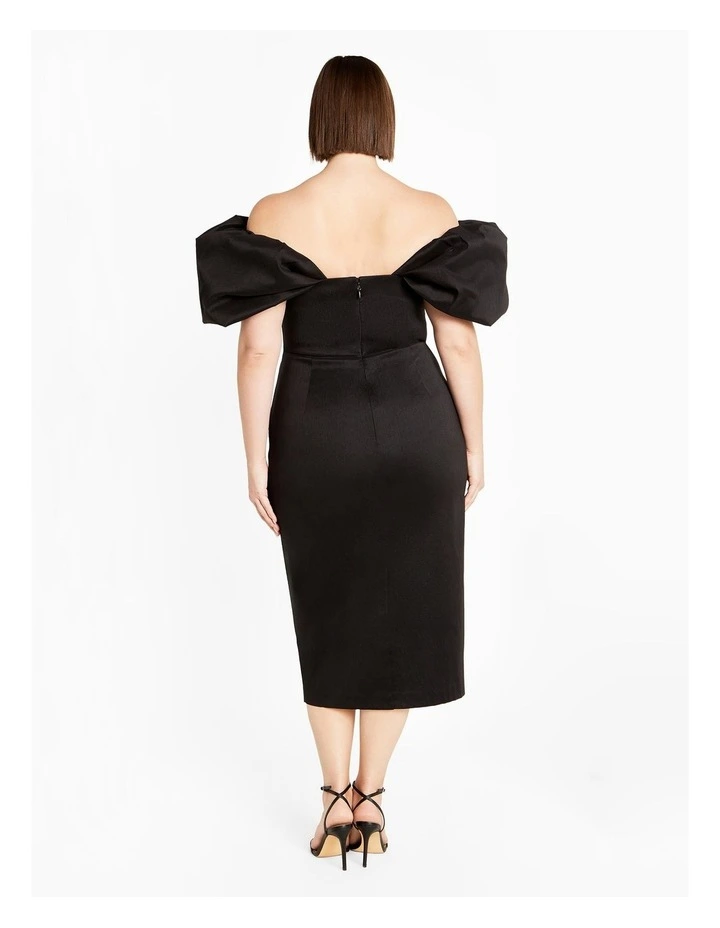 Elyse Off Shoulder Midi Dress in Black image 2