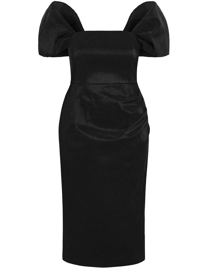 Elyse Off Shoulder Midi Dress in Black image 3
