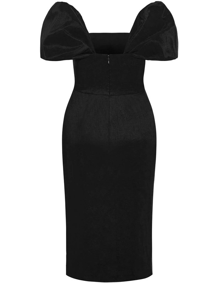 Elyse Off Shoulder Midi Dress in Black image 4