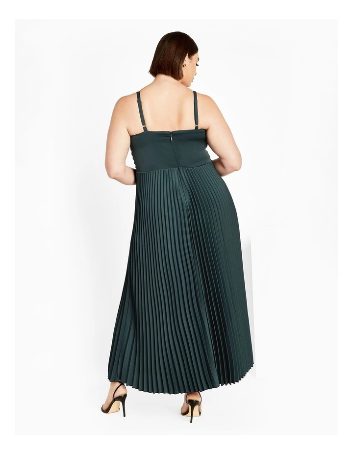 Ariana V-Neck Pleated Maxi Dress in Emerald image 2