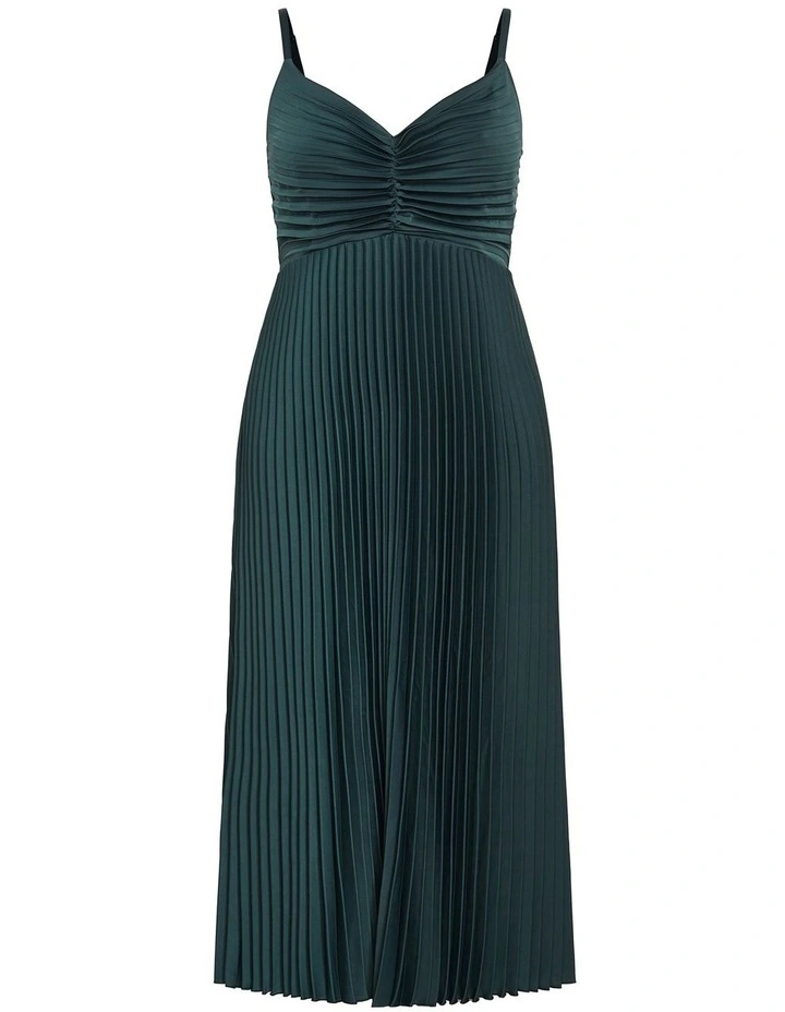 Ariana V-Neck Pleated Maxi Dress in Emerald image 3