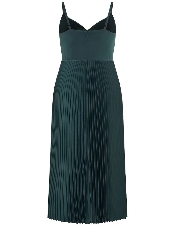 Ariana V-Neck Pleated Maxi Dress in Emerald image 4