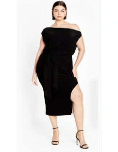 Paloma Metallic Midi Dress in Black