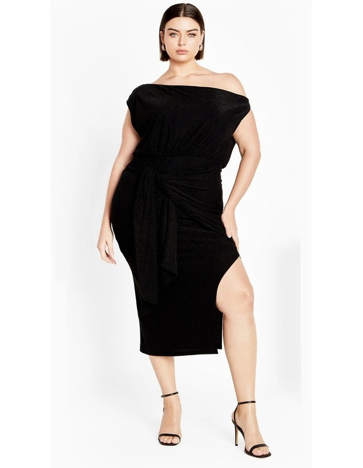 Paloma Metallic Midi Dress in Black image 1