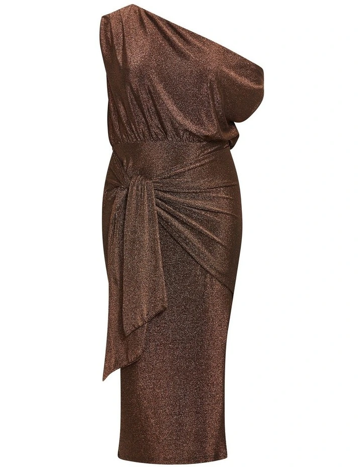 Paloma Metallic Midi Dress in Bronze image 3