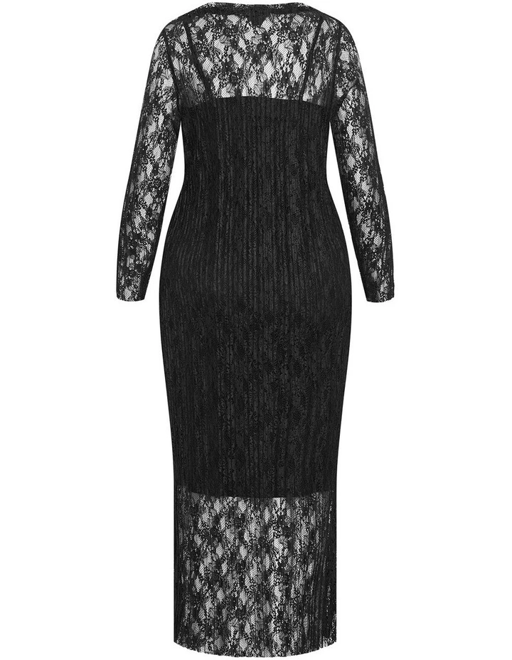 Lace High Neck Sheath Maxi Dress in Black image 5