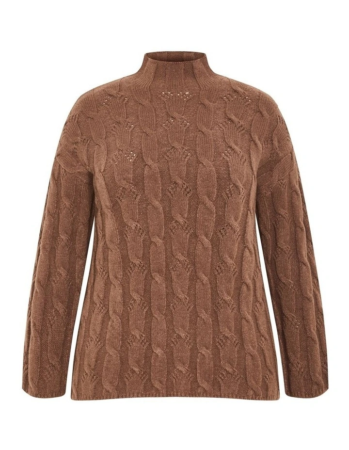 Iris Cable Jumper in Chocolate image 3