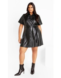 Hunter Faux Leather Mini Dress in Black