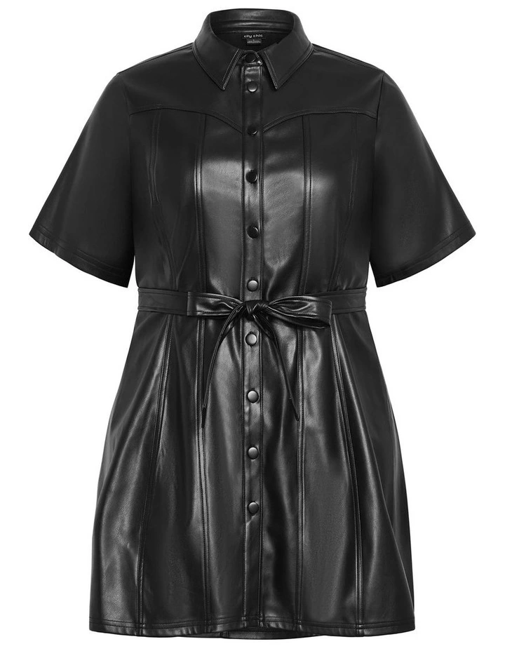 Hunter Faux Leather Mini Dress in Black image 3