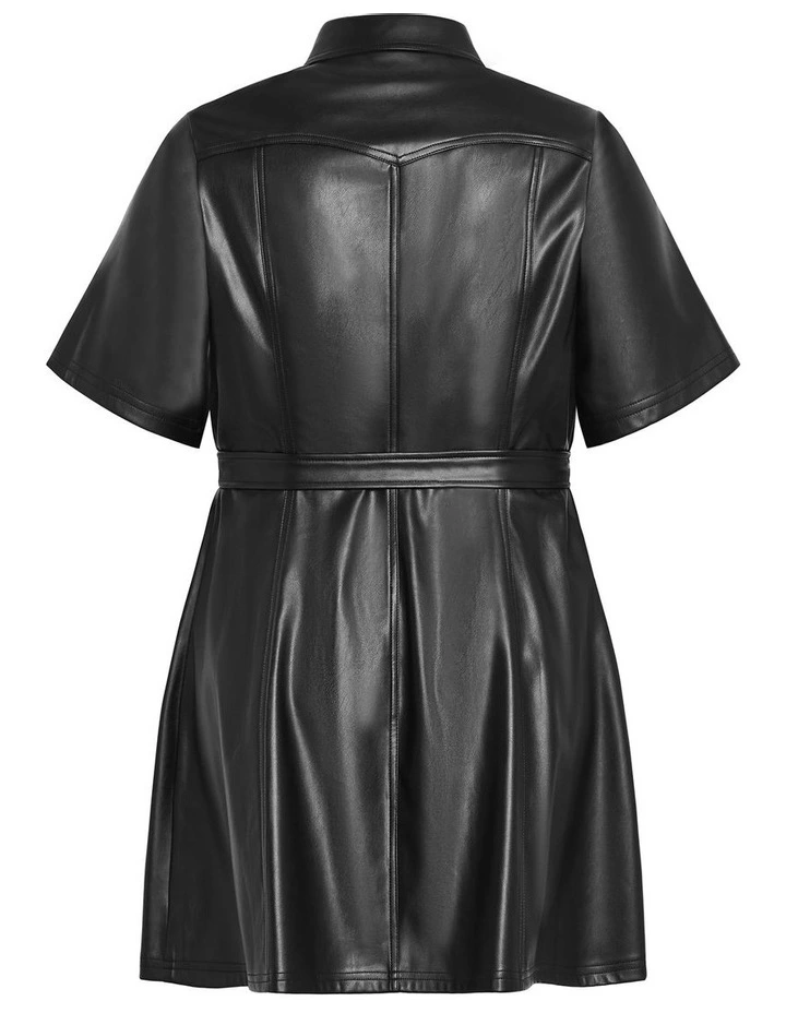 Hunter Faux Leather Mini Dress in Black image 4