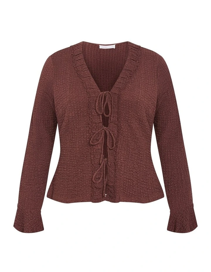 Charmaine Tie Front Top in Chocolate image 3