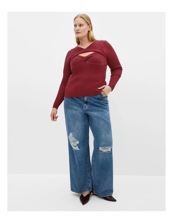 Kaleigh Knit Jumper in Dark Cherry image 1