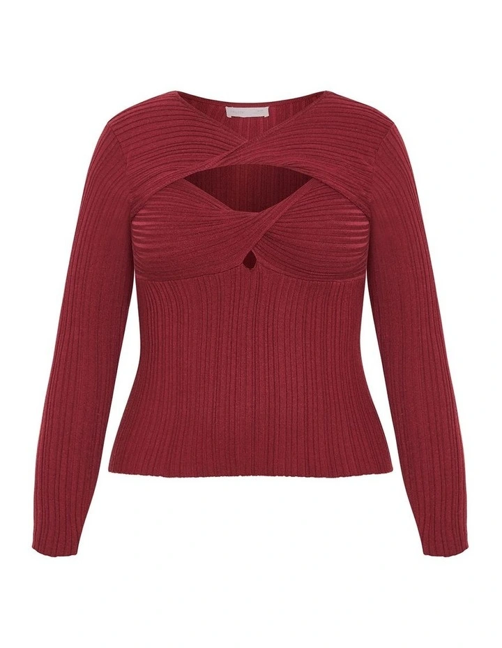 Kaleigh Knit Jumper in Dark Cherry image 3
