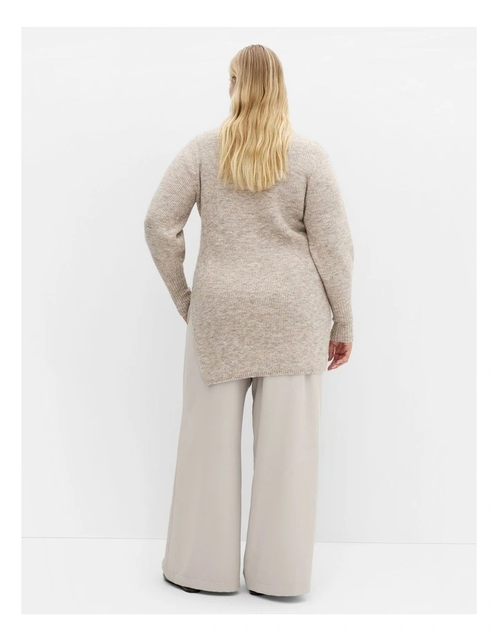 Longline Split Jumper in Taupe image 2