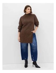 Longline Split Jumper in Chocolate