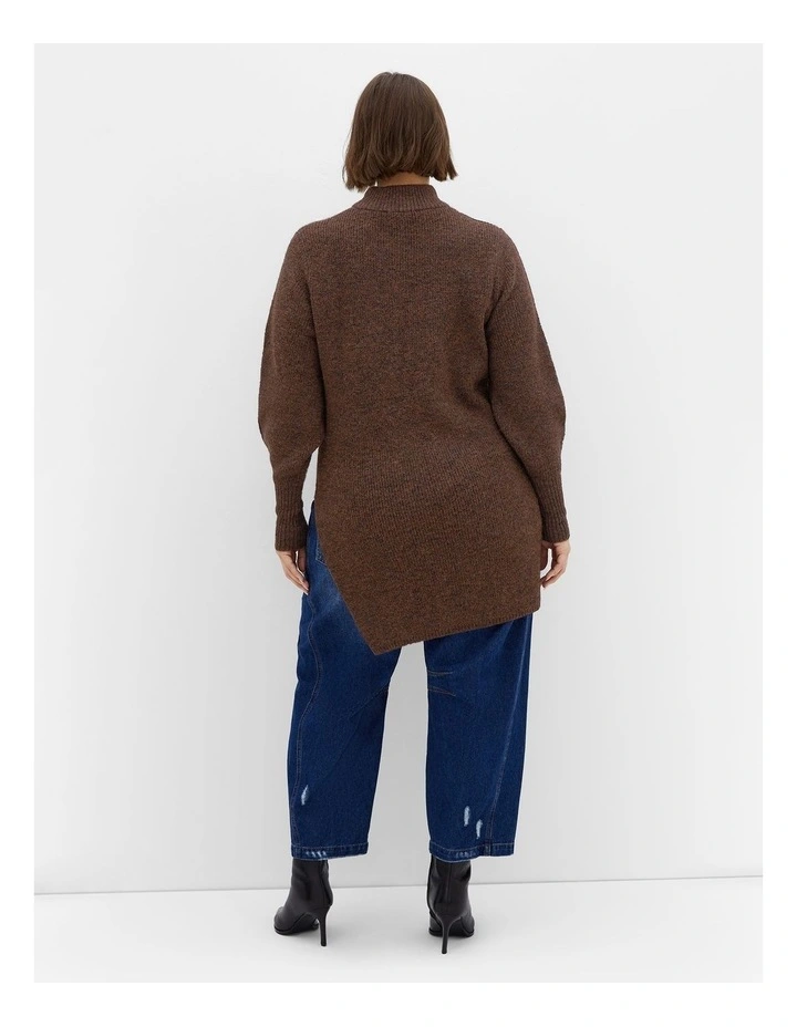 Longline Split Jumper in Chocolate image 2