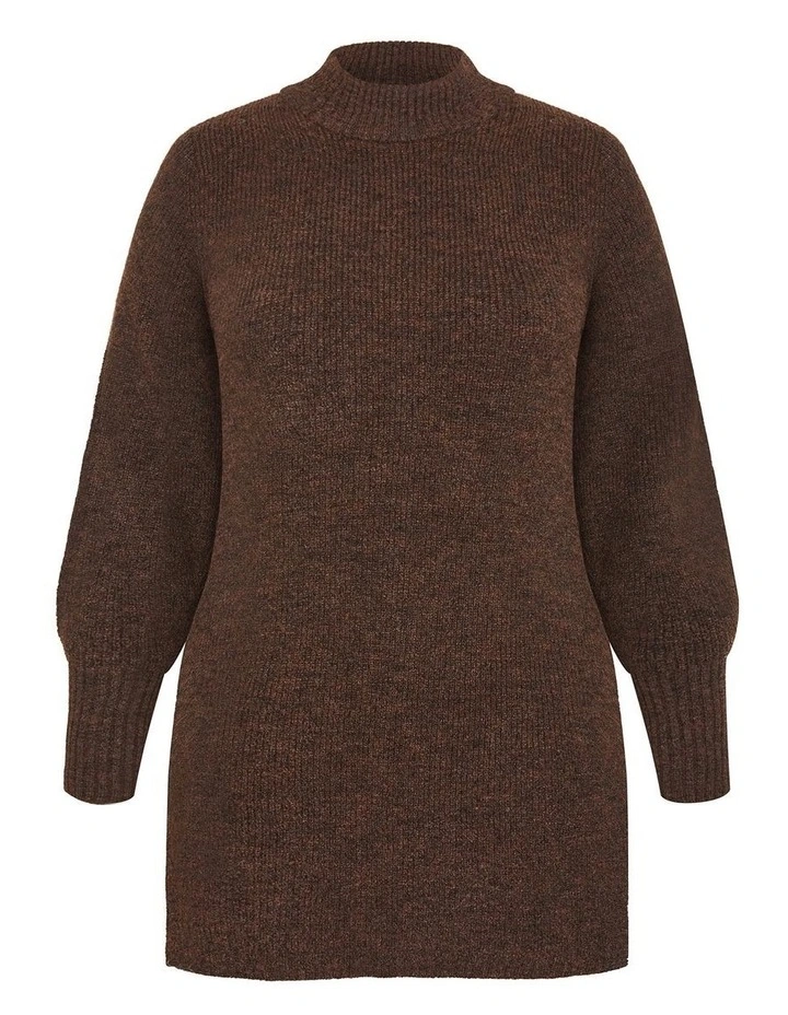 Longline Split Jumper in Chocolate image 3