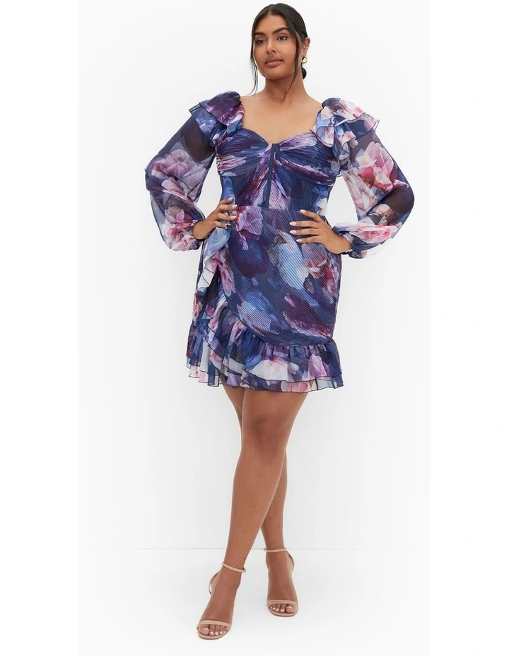 Crysta Frill Floral Mini Dress in Violet image 1
