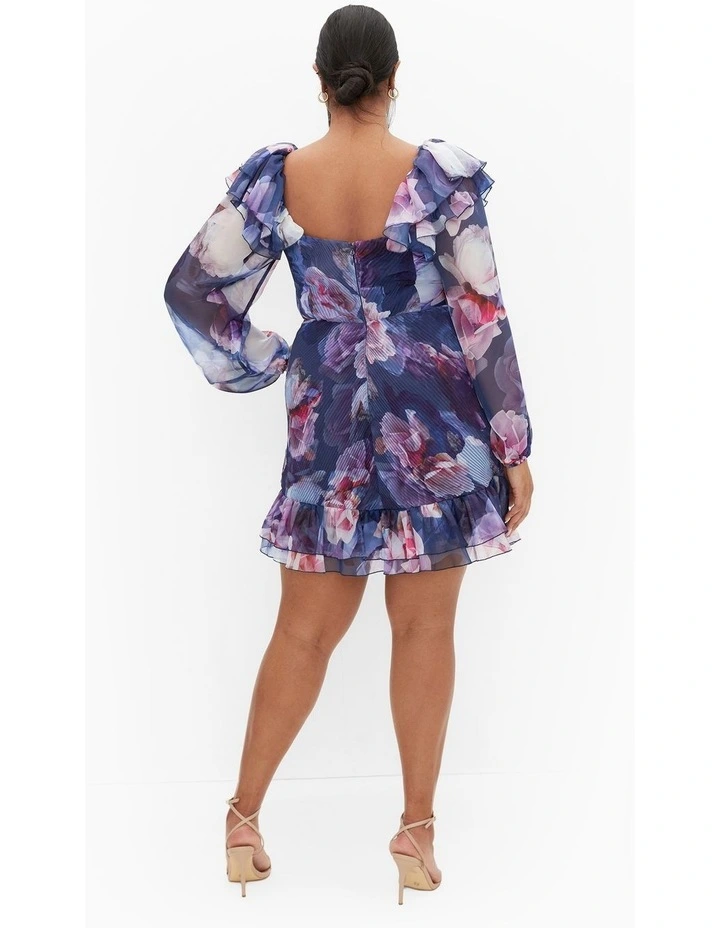 Crysta Frill Floral Mini Dress in Violet image 2