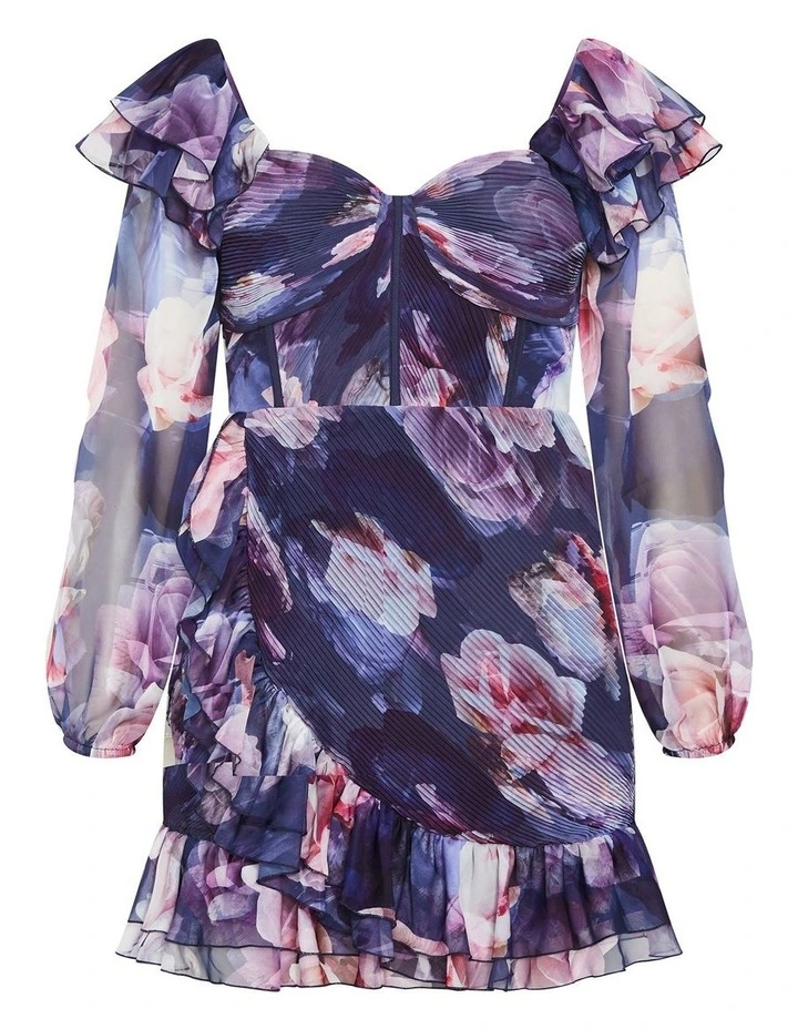 Crysta Frill Floral Mini Dress in Violet image 3
