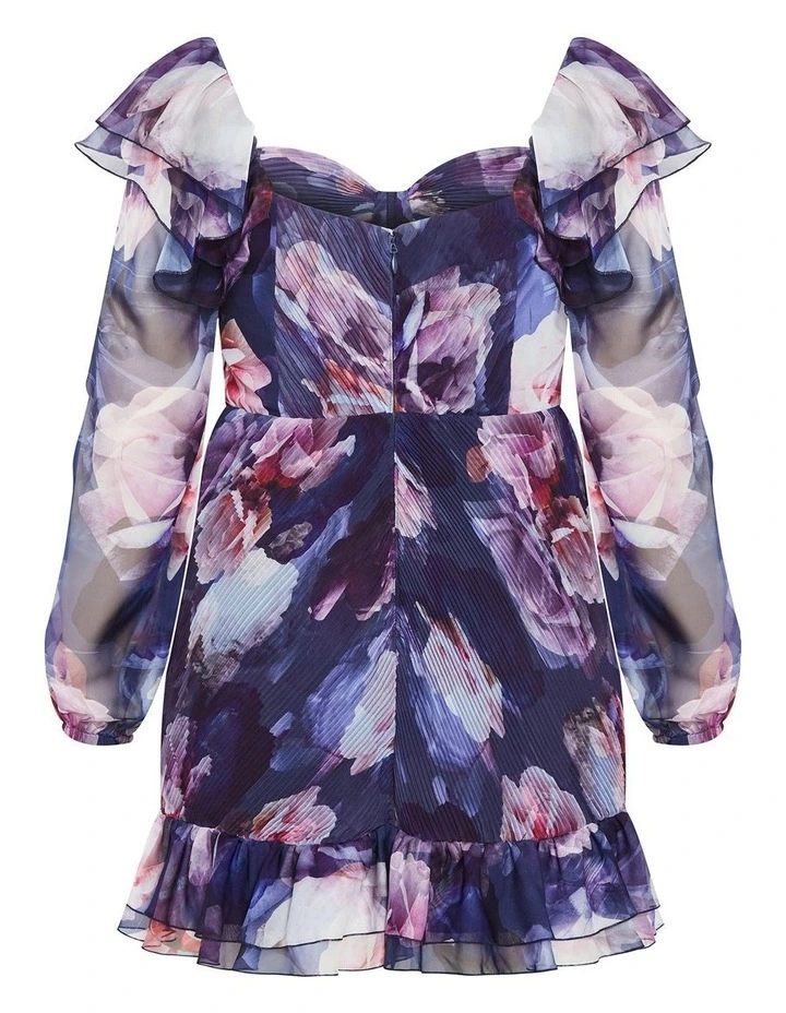 Crysta Frill Floral Mini Dress in Violet image 4
